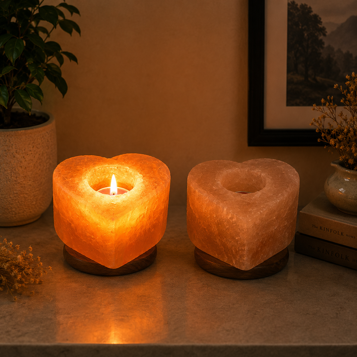 Himalayan Heart Salt Candle Holder